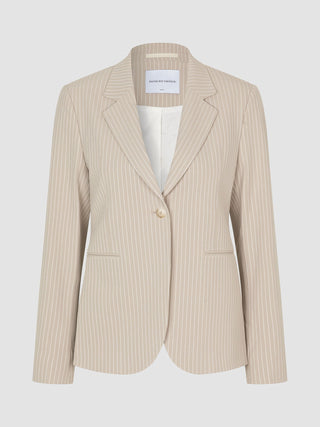 Essential Fitted Blazer Island Sand Pinstriped