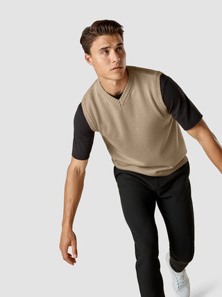 Heavy Knit Vest Khaki Molinaire
