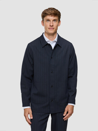 Heritage Overshirt Dark Navy Pinstripe