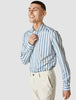 Lightweight Classic Shirt Bold Stripes Light Blue Slim