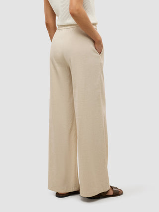 Linen Set Sandy Beige Short Sleeved Shirt & Relaxed Pants