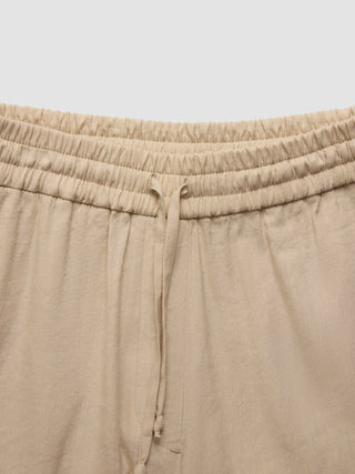 Linen Set Sandy Beige Short Sleeved Shirt & Relaxed Pants