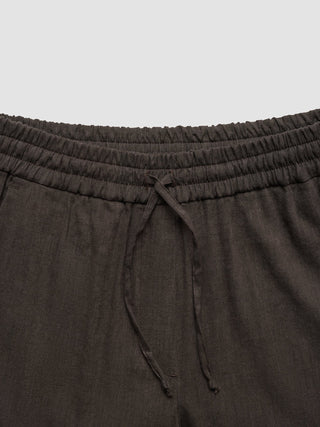 Linen Set Espresso Short Sleeved Shirt & Relaxed Pants
