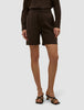 Linen Set Espresso Long Sleeved Shirt & Relaxed Shorts