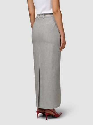 Essential Maxi Skirt Light Grey Pinstriped