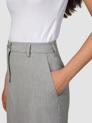 Essential Maxi Skirt Light Grey Pinstriped
