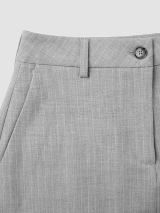 Essential Maxi Skirt Light Grey Pinstriped