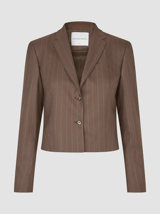 Raina Suit Wide Chestnut Pinstripe