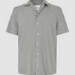 Refined Linen Bowling Short Sleeve Shirt Stone Grey
