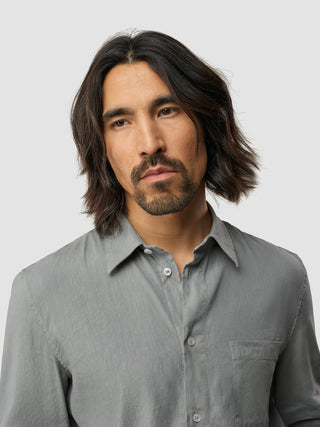 Refined Linen Long Sleeve Shirt Stone Grey