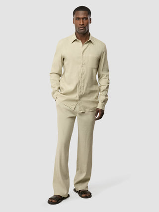 Refined Linen Long Sleeve Shirt Soft Sand