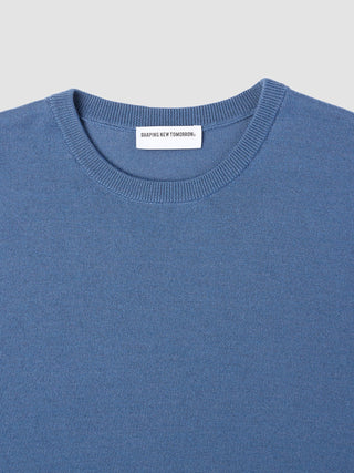 Seamless Premium Merino Knit Crewneck Dusky Blue
