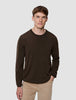 Seamless Premium Merino Knit Crewneck Saddle Brown