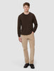 Seamless Premium Merino Knit Crewneck Saddle Brown