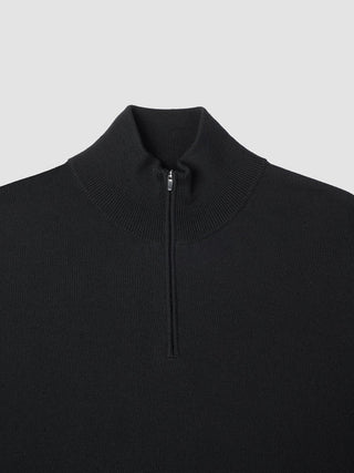 Seamless Premium Merino Knit Half Zip Black