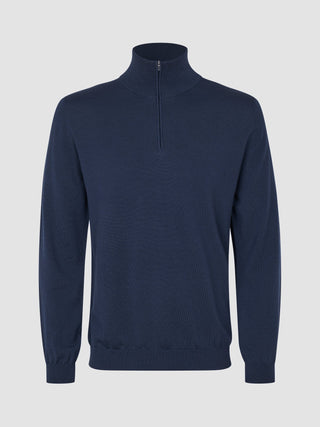 Seamless Premium Merino Knit Half Zip Dark Navy
