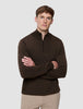 Seamless Premium Merino Knit Half Zip Saddle Brown