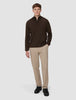Seamless Premium Merino Knit Half Zip Saddle Brown
