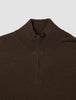 Seamless Premium Merino Knit Half Zip Saddle Brown