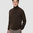 Seamless Premium Merino Knit Turtleneck Saddle Brown