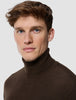 Seamless Premium Merino Knit Turtleneck Saddle Brown