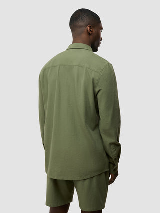 Seersucker Casual Shirt Clover Green