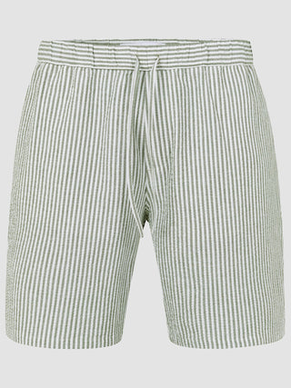 Seersucker Shorts Green Stripes