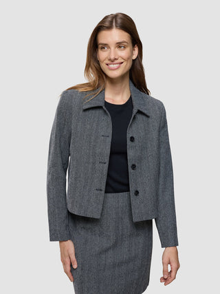 Women's Serene Short Jacket Grey Herringbone