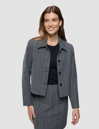 Serene Set Grey Herringbone Short Jacket Short Skirt