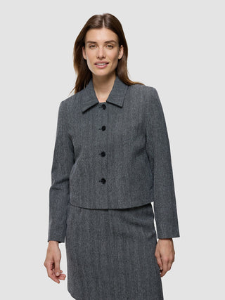 Women's Serene Short Jacket Grey Herringbone