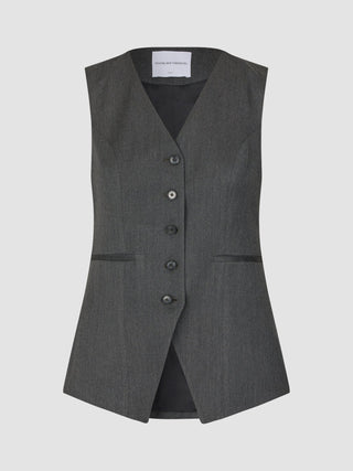 Skye Set Charcoal Melange Long Vest and Tapered Pants
