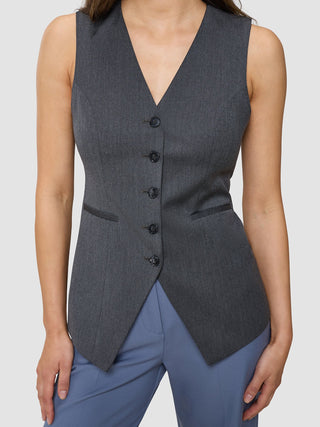 Women's Skye Long Vest Charcoal Melange