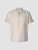 Tech Linen Bowling Short Sleeve Shirt Sandshell Stripe