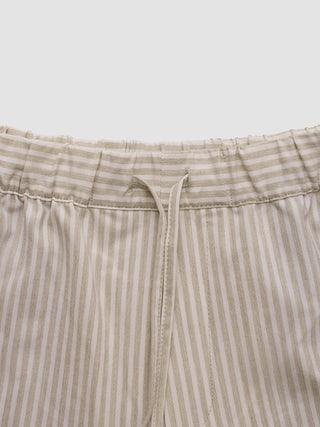 Tech Linen Elastic Shorts Sandshell Stripe