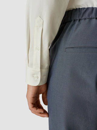 Tech Linen Mandarin Long Sleeve Shirt White