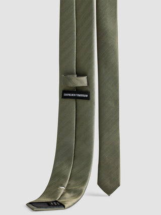 Tie Herringbone Olive Steel