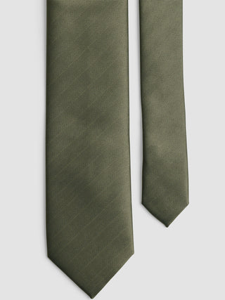 Tie Herringbone Olive Steel
