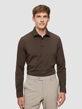 Travel Shirt Saddle Brown Slim