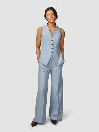 Essential Long Vest Sky Blue Melange