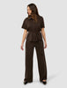 Linen Set Espresso Short Sleeved Shirt & Relaxed Pants