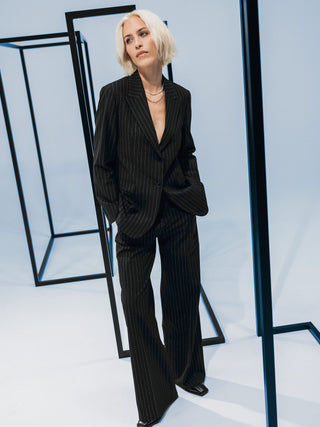 Essential Blazer Black Silver Pinstripe