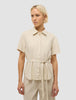 Linen Set Sandy Beige Short Sleeved Shirt & Relaxed Pants
