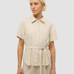 Linen Set Sandy Beige Short Sleeved Shirt & Relaxed Pants