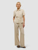 Linen Set Sandy Beige Short Sleeved Shirt & Relaxed Pants