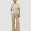Linen Set Sandy Beige Short Sleeved Shirt & Relaxed Pants