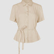 Linen Set Sandy Beige Short Sleeved Shirt & Relaxed Pants