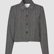 Serene Set Grey Herringbone Short Jacket & Wide Pants