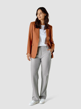 Essential Pants Straight Light Grey Pinstriped