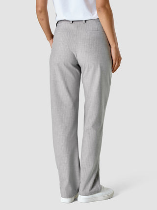 Essential Pants Straight Light Grey Pinstriped