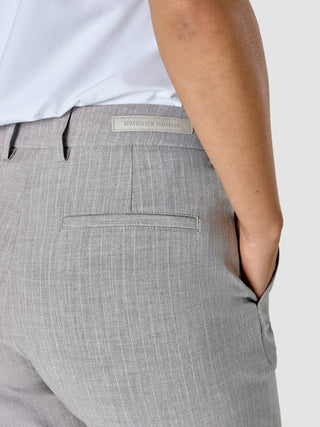 Essential Pants Straight Light Grey Pinstriped